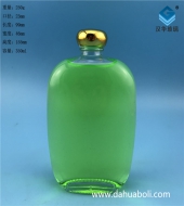 350ml长方形透明扁玻璃酒瓶